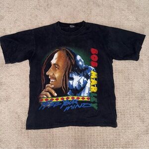 Bob Marley Hot Ice “Free your mind” doubles sided vintage Black Graphic Tee